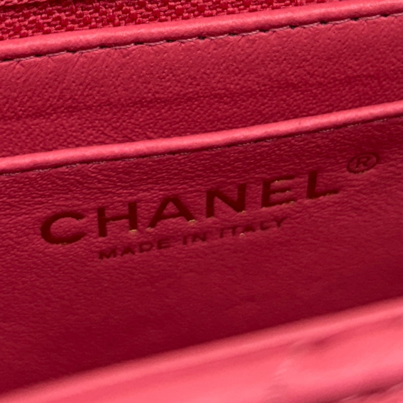 粉紅色 菱格紋 羊皮 Mini 口蓋包 肩背包【CHANEL 香奈兒】 A35200-5