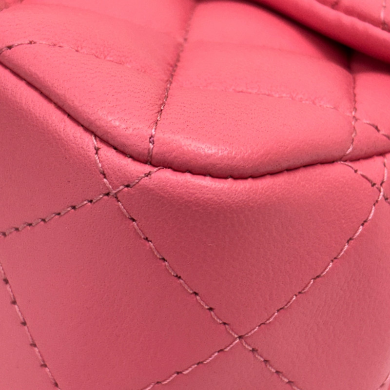 粉紅色 菱格紋 羊皮 Mini 口蓋包 肩背包【CHANEL 香奈兒】 A35200-9