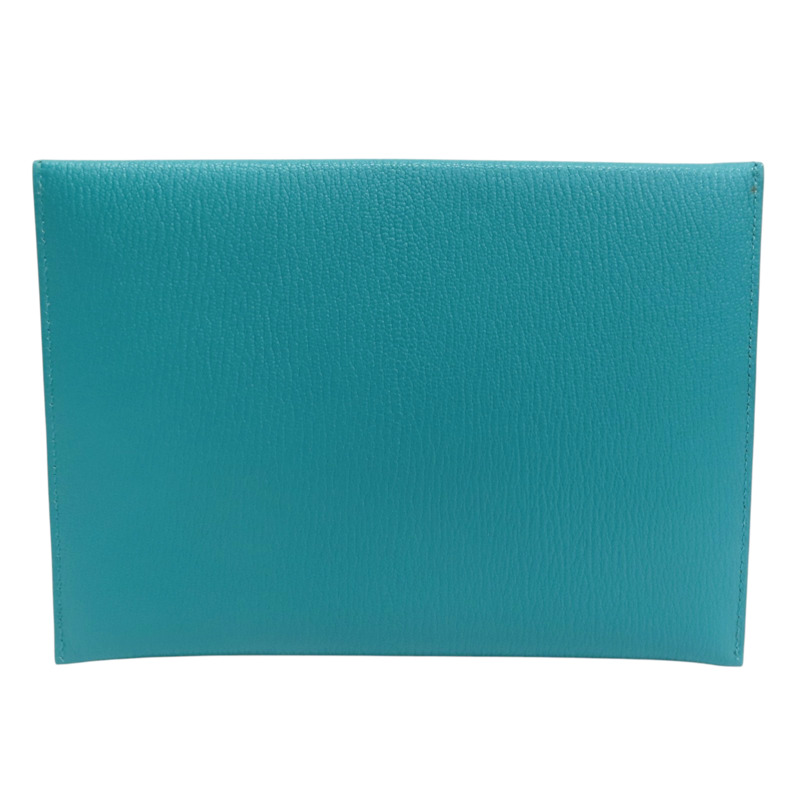 孔雀藍/叢林綠/糖果黃 Mysore山羊皮 Envelope Trio Wallet 手拿包 X刻【HERMES 愛馬仕】-1
