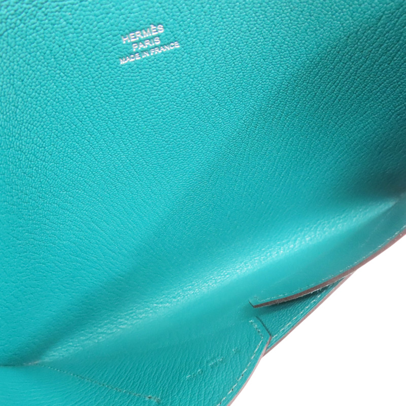 孔雀藍/叢林綠/糖果黃 Mysore山羊皮 Envelope Trio Wallet 手拿包 X刻【HERMES 愛馬仕】-4