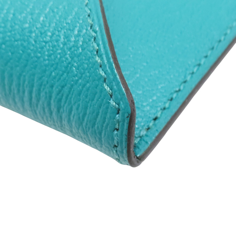 孔雀藍/叢林綠/糖果黃 Mysore山羊皮 Envelope Trio Wallet 手拿包 X刻【HERMES 愛馬仕】-11