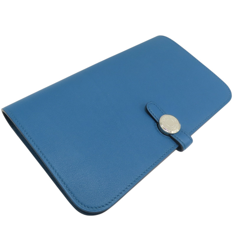 藍色 Swift牛皮 Dogon Duo GM 長夾 T刻 銀釦【HERMES 愛馬仕】-2