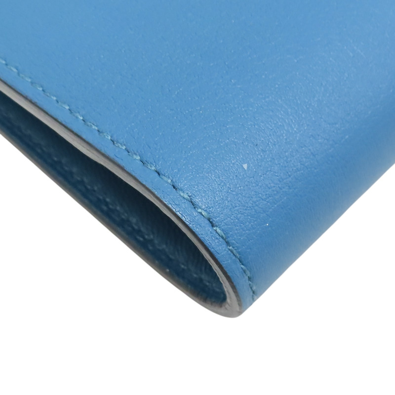 藍色 Swift牛皮 Dogon Duo GM 長夾 T刻 銀釦【HERMES 愛馬仕】-9