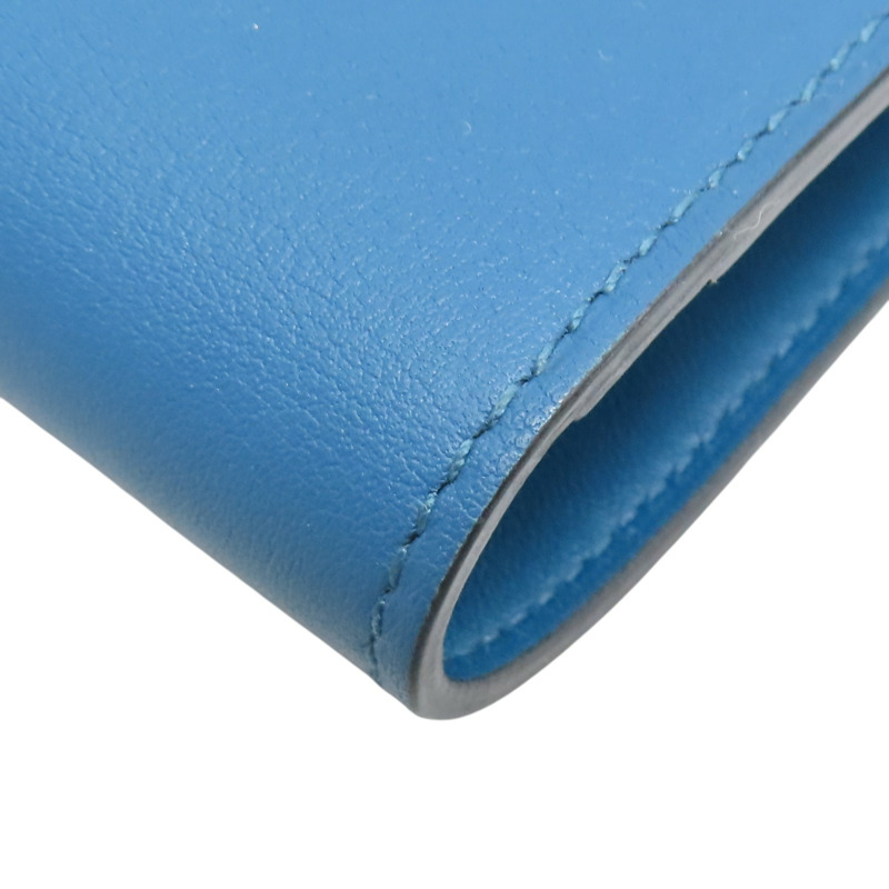 藍色 Swift牛皮 Dogon Duo GM 長夾 T刻 銀釦【HERMES 愛馬仕】-10