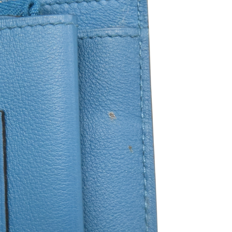藍色 Swift牛皮 Dogon Duo GM 長夾 T刻 銀釦【HERMES 愛馬仕】-13