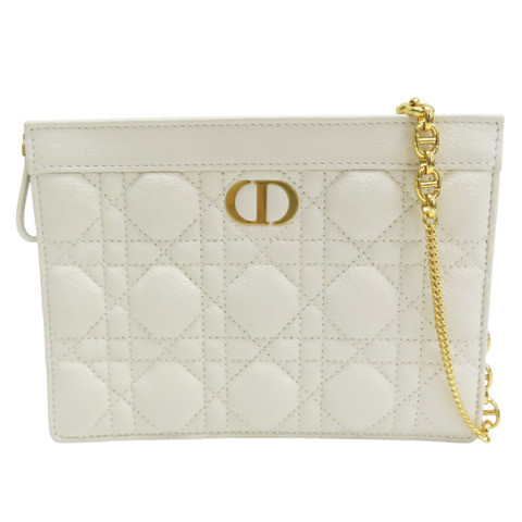 白色 Cannage 牛皮 Caro Every Pouch 肩背包【Dior 迪奧】 S5106UWHC