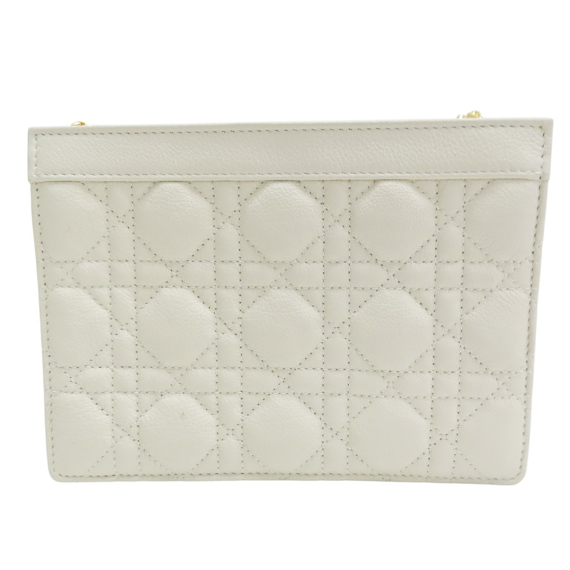 白色 Cannage 牛皮 Caro Every Pouch 肩背包【Dior 迪奧】 S5106UWHC-1