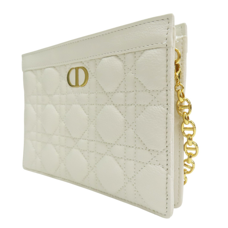 白色 Cannage 牛皮 Caro Every Pouch 肩背包【Dior 迪奧】 S5106UWHC-2