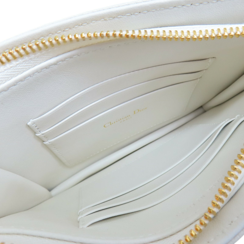白色 Cannage 牛皮 Caro Every Pouch 肩背包【Dior 迪奧】 S5106UWHC-4