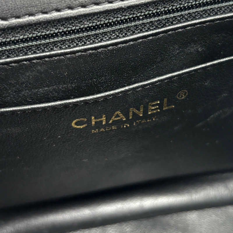 黑色 山形紋 羊皮 Top Handle 两用包【CHANEL 香奈兒】 A3159772-6