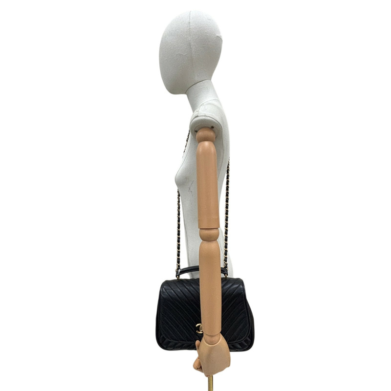 黑色 山形紋 羊皮 Top Handle 两用包【CHANEL 香奈兒】 A3159772-9