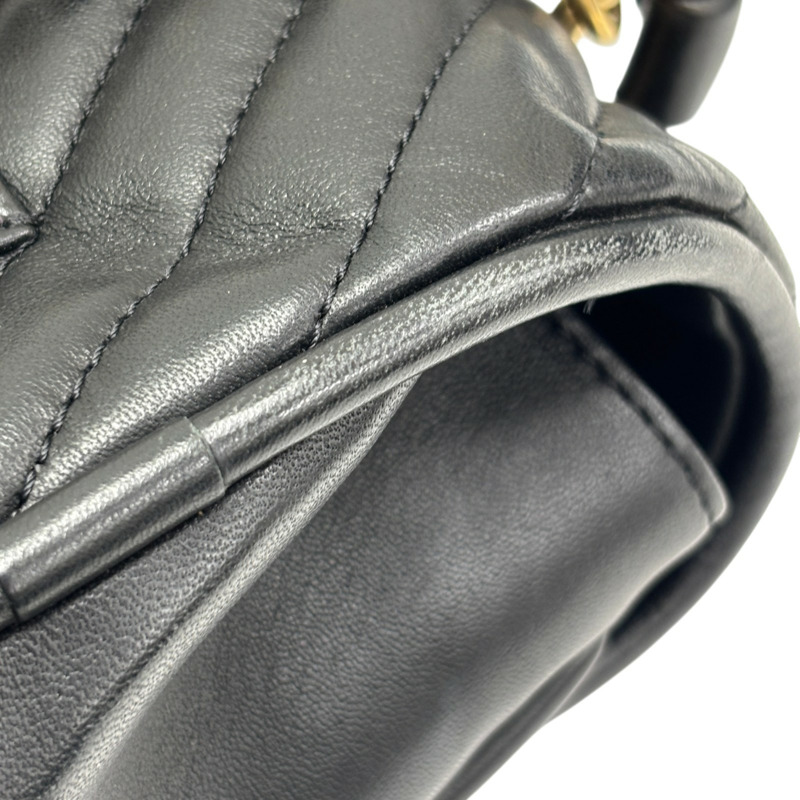 黑色 山形紋 羊皮 Top Handle 两用包【CHANEL 香奈兒】 A3159772-10