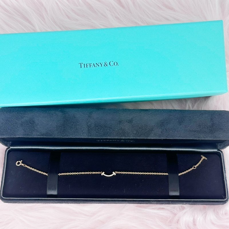 T&CO 18K金帶鑽迷你微笑手鍊-1