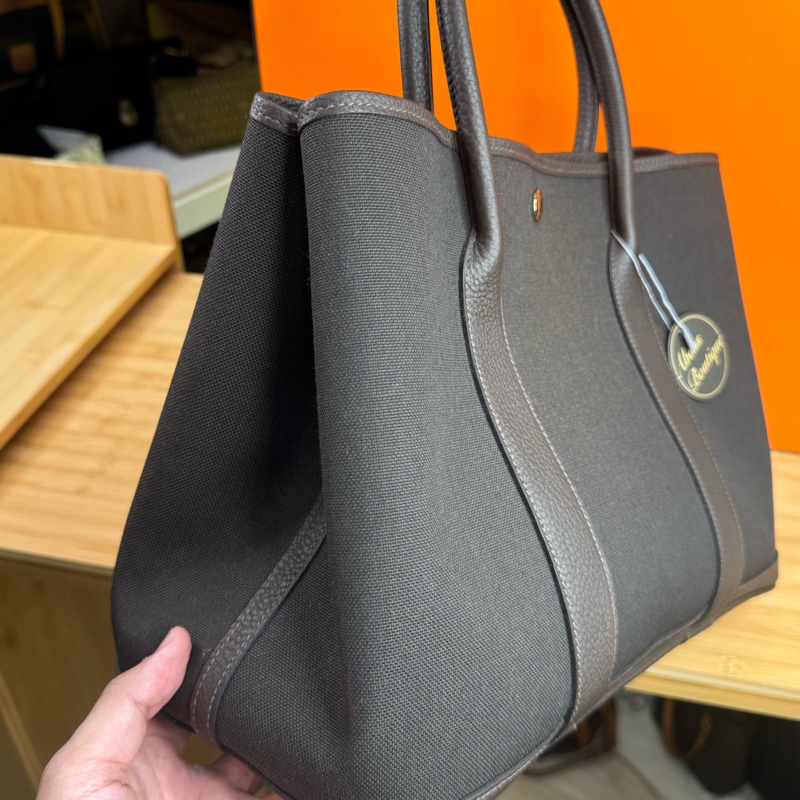 上架中🔑Hermès Garden Party 36cm 咖啡帆布皮革托特包-1