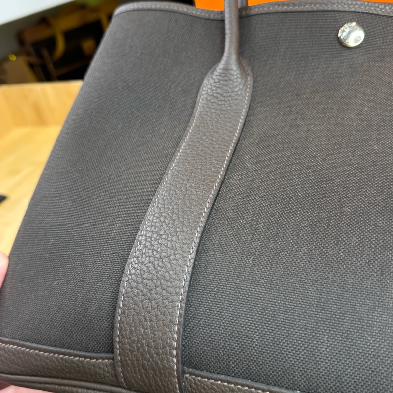 上架中🔑Hermès Garden Party 36cm 咖啡帆布皮革托特包-2