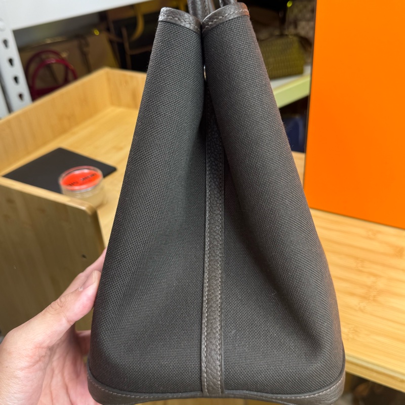 上架中🔑Hermès Garden Party 36cm 咖啡帆布皮革托特包-5