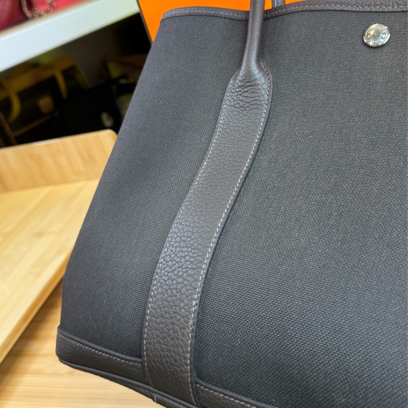 上架中🔑Hermès Garden Party 36cm 咖啡帆布皮革托特包-7