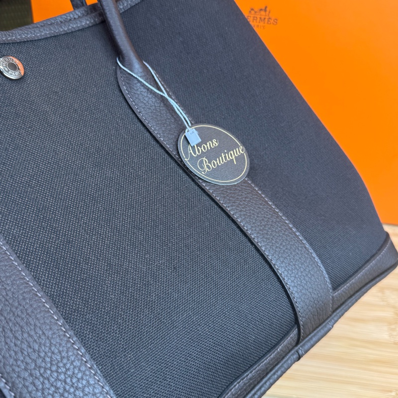 上架中🔑Hermès Garden Party 36cm 咖啡帆布皮革托特包-8