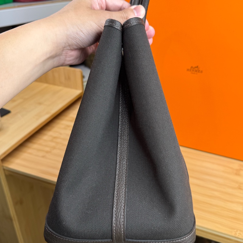 上架中🔑Hermès Garden Party 36cm 咖啡帆布皮革托特包-10