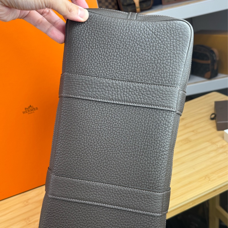 上架中🔑Hermès Garden Party 36cm 咖啡帆布皮革托特包-16