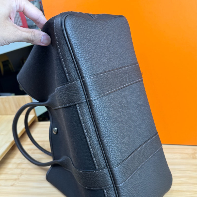 上架中🔑Hermès Garden Party 36cm 咖啡帆布皮革托特包-17