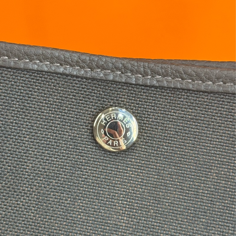 上架中🔑Hermès Garden Party 36cm 咖啡帆布皮革托特包-18