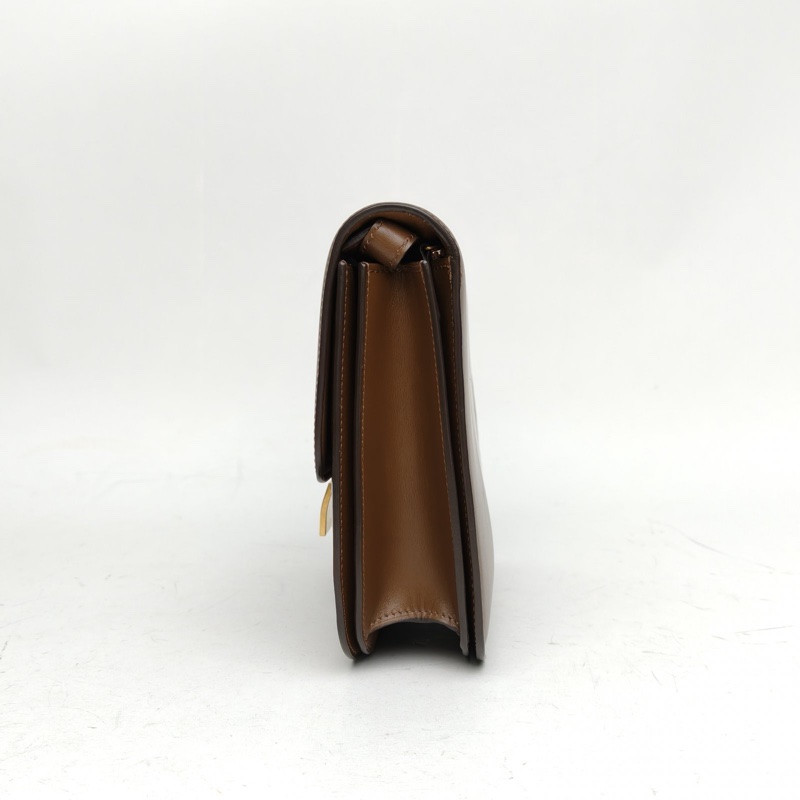 CELINE ClassicBox中號棕色牛皮金扣肩背包-1