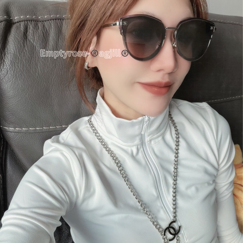 CHANEL 墨鏡太陽眼鏡 鏡面 銀色小Logo 🖤時髦鏡框-0