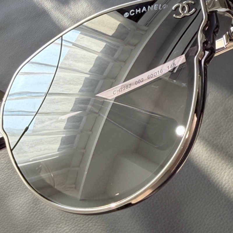 CHANEL 墨鏡太陽眼鏡 鏡面 銀色小Logo 🖤時髦鏡框-7