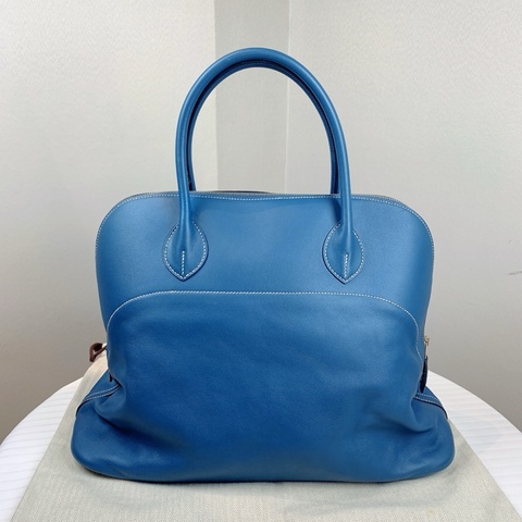 愛馬仕/Hermes Bolide Relax 40 藍色保齡球包 超大容量 配件：塵袋 尺寸：40*32*17cm