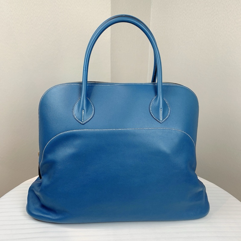 愛馬仕/Hermes Bolide Relax 40 藍色保齡球包 超大容量 配件：塵袋 尺寸：40*32*17cm-1