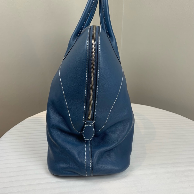 愛馬仕/Hermes Bolide Relax 40 藍色保齡球包 超大容量 配件：塵袋 尺寸：40*32*17cm-4