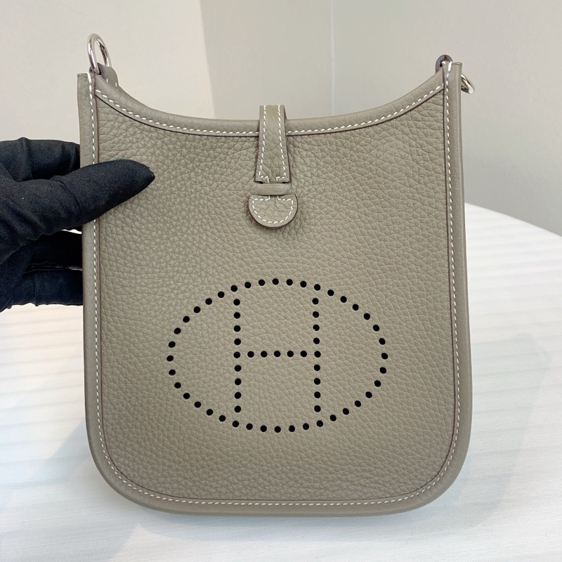 愛馬仕/Hermes Evelyne Mini 銀扣大象灰 W刻 配件：盒子，塵袋 尺寸：16*18*5cm-1
