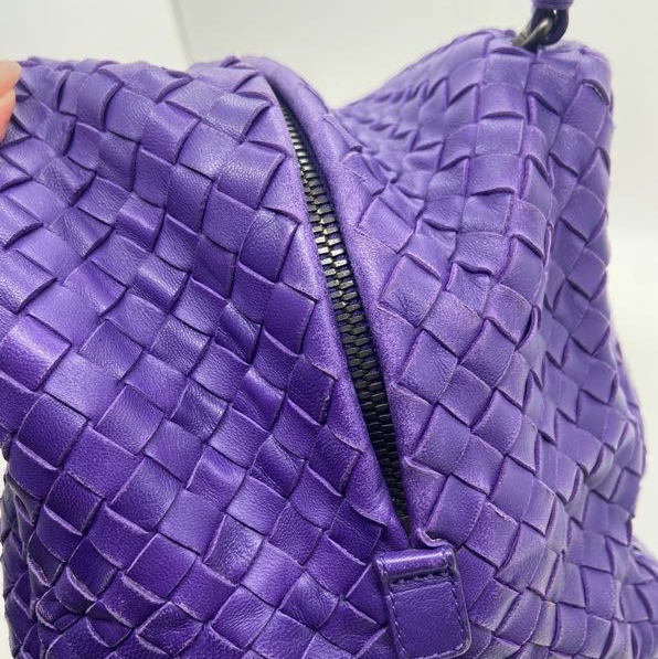 Bottega Veneta紫色骰子包飯盒包，邊角有磨損划痕發黑-4