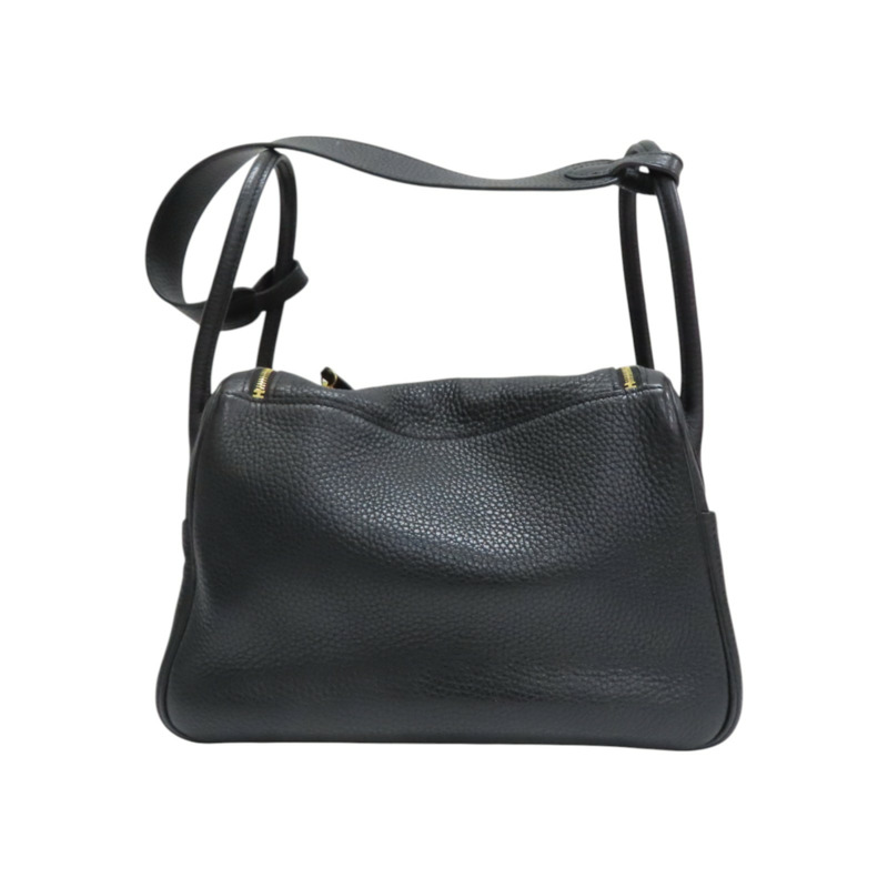黑色 Clemence 牛皮 Lindy 26 肩背包 T刻 金釦【HERMES 愛馬仕】 H073428CC-1