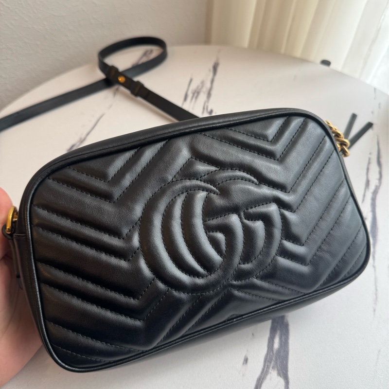 Gucci黑色金雙G marmont相機包 超經典-5
