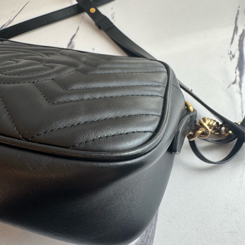 Gucci黑色金雙G marmont相機包 超經典-8