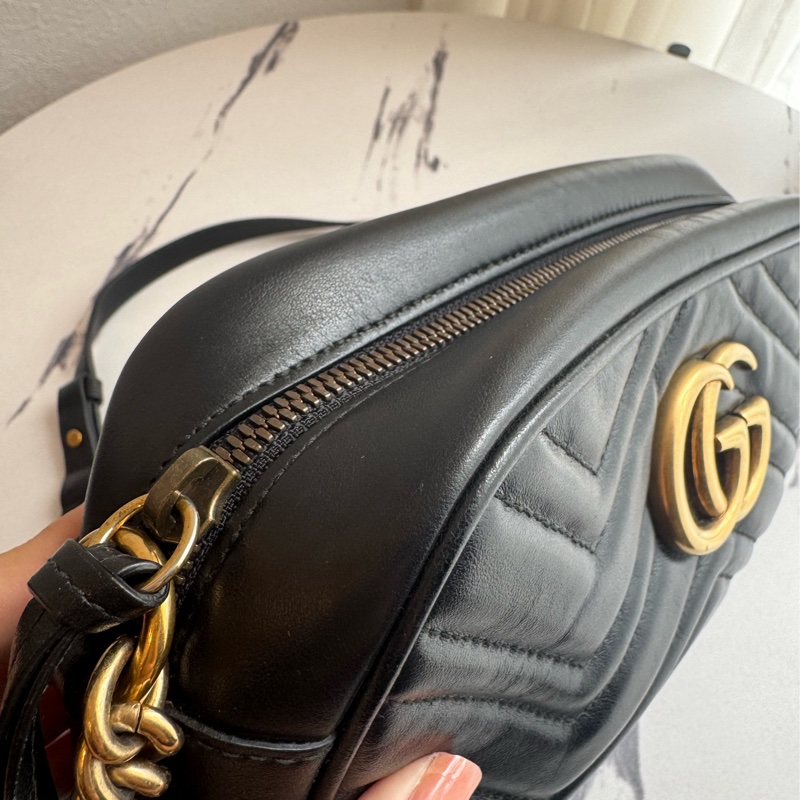 Gucci黑色金雙G marmont相機包 超經典-10