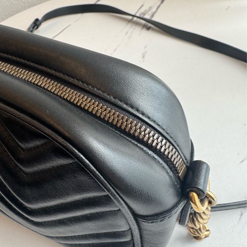 Gucci黑色金雙G marmont相機包 超經典-11