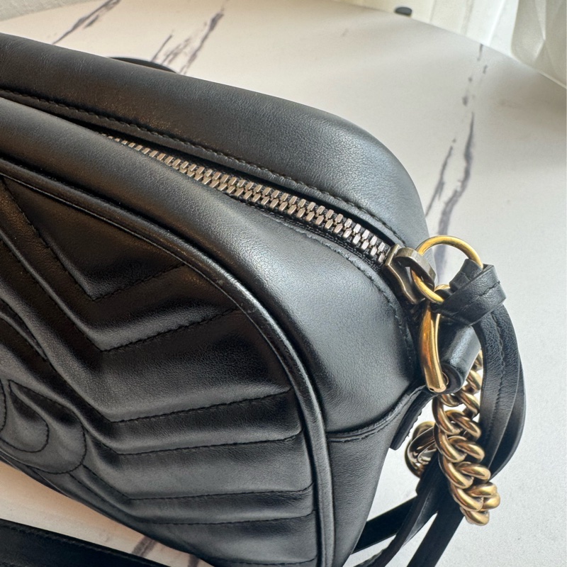 Gucci黑色金雙G marmont相機包 超經典-12