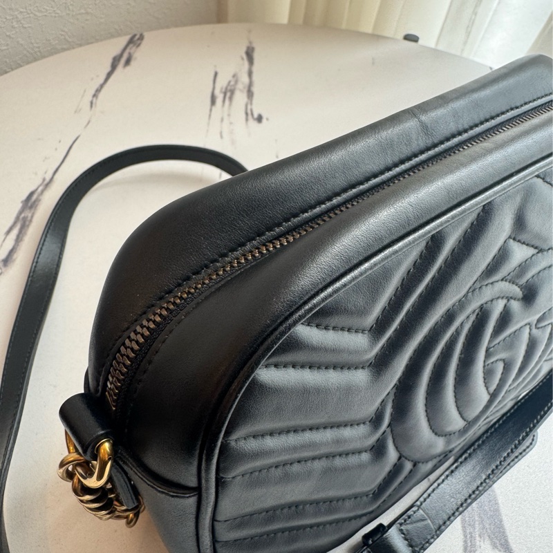 Gucci黑色金雙G marmont相機包 超經典-13