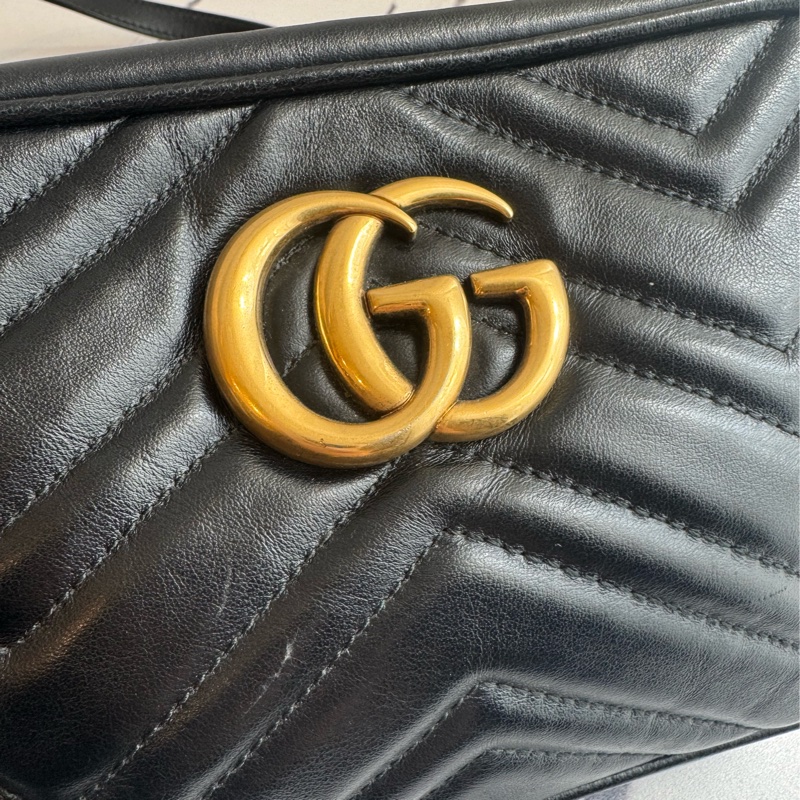 Gucci黑色金雙G marmont相機包 超經典-14