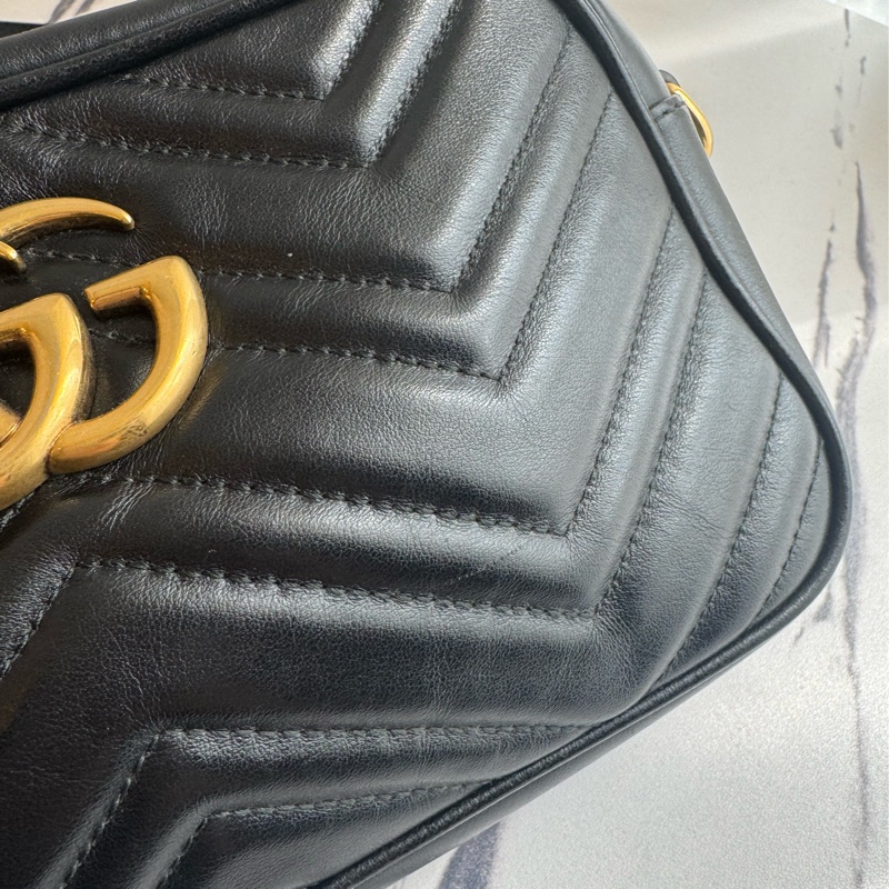 Gucci黑色金雙G marmont相機包 超經典-15