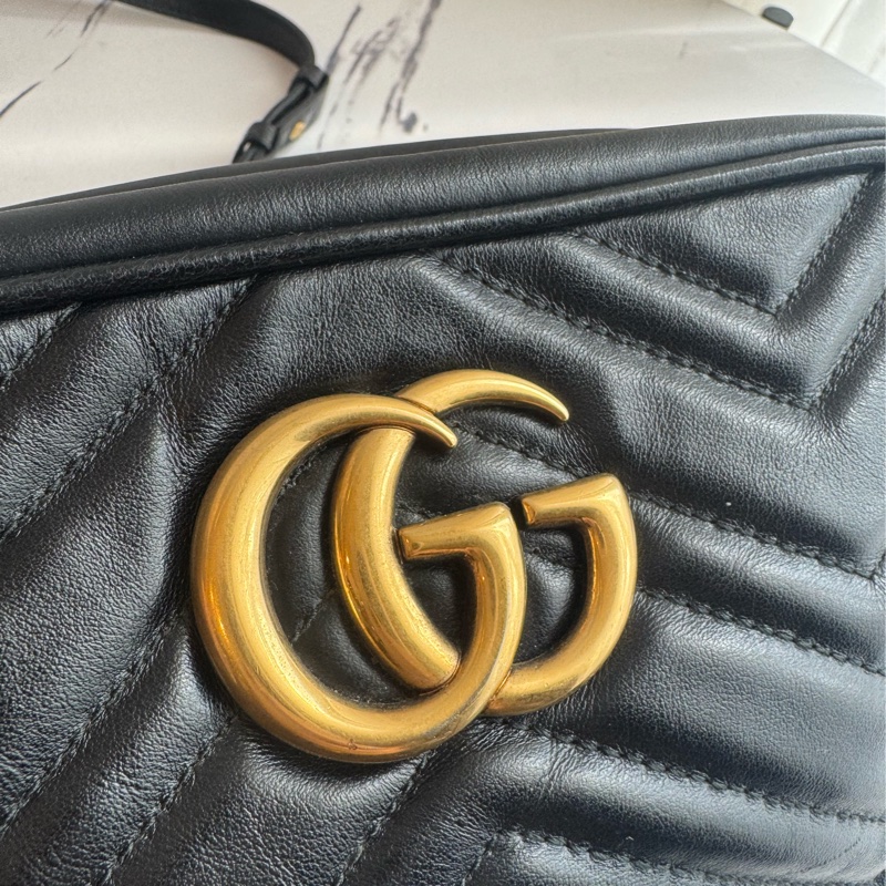 Gucci黑色金雙G marmont相機包 超經典-16
