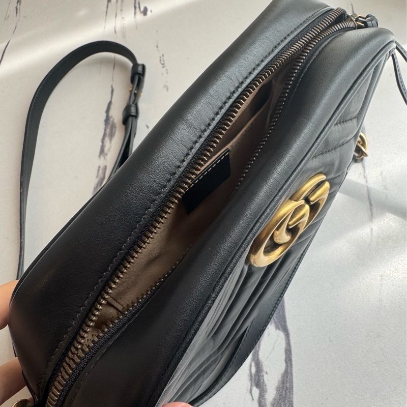 Gucci黑色金雙G marmont相機包 超經典-26