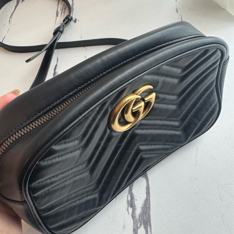 Gucci黑色金雙G marmont相機包 超經典-34