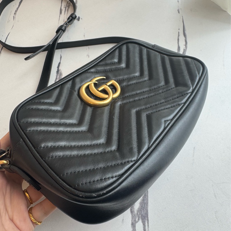 Gucci黑色金雙G marmont相機包 超經典-35
