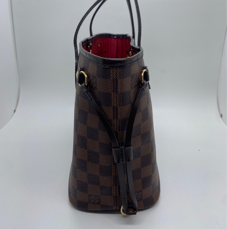 二手Lv neverfull小號棋盤格棕色購物袋，邊角有輕微磨損，手柄有輕微磨損，12年編碼-3