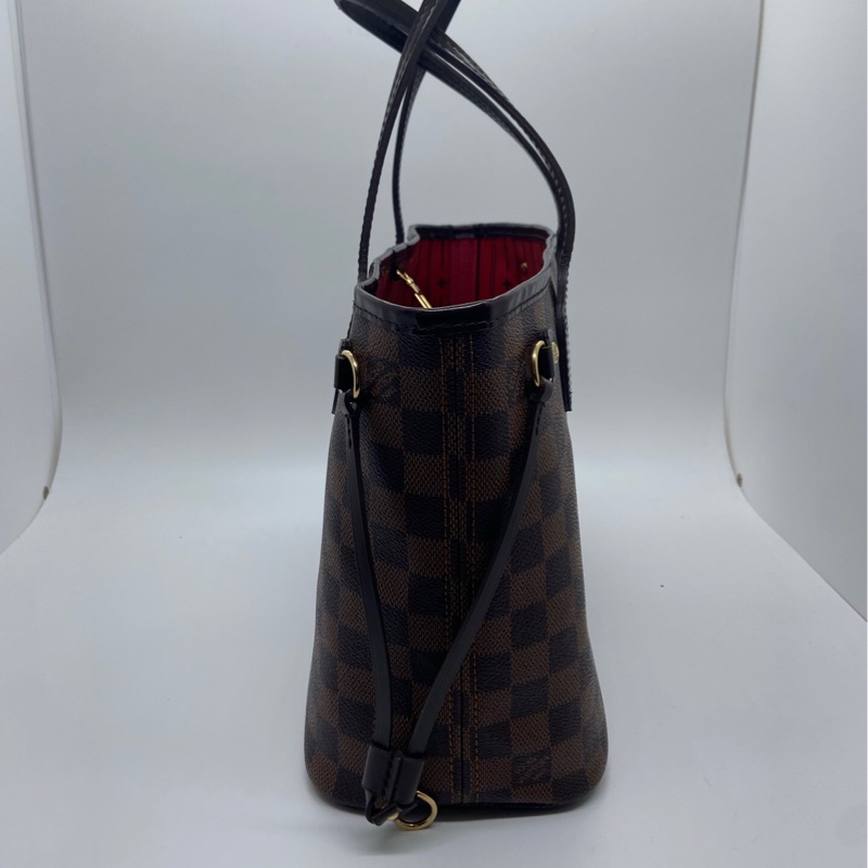 二手Lv neverfull小號棋盤格棕色購物袋，邊角有輕微磨損，手柄有輕微磨損，12年編碼-4