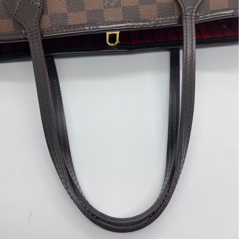 二手Lv neverfull小號棋盤格棕色購物袋，邊角有輕微磨損，手柄有輕微磨損，12年編碼-6